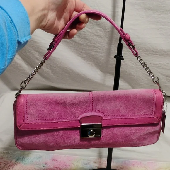 RARE! Auth Coach Y2K 90's Vintage Legacy 🩷 Pink Suede Small Satchel - Picture 16 of 16